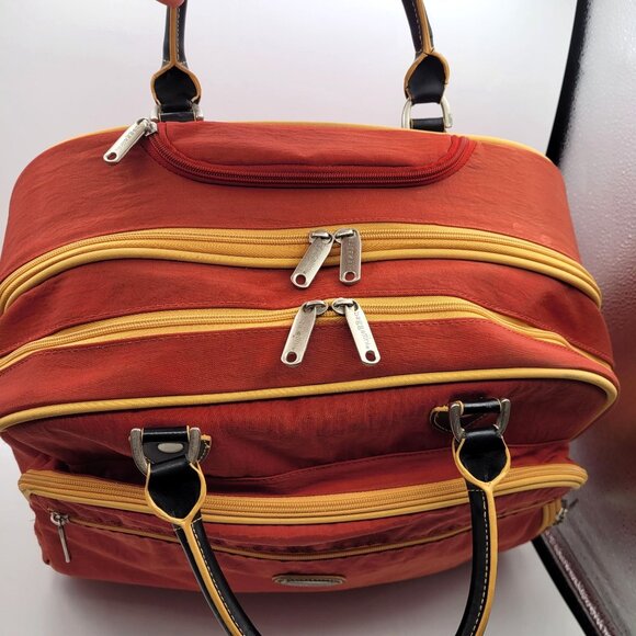 BAGGALLINI Rolling Tote Luggage Carry On Under Seat Suitcase Tomato Red/Org - Picture 5 of 16